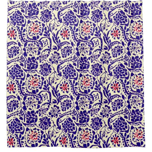 Boho Blue Abstrakt Duschvorhang (Vorderseite)