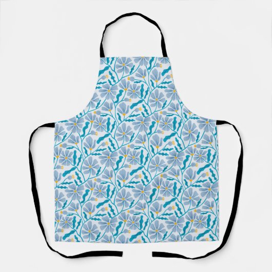 Boho Blue Abstrakt Floral Pattern Schürze (Vorderseite)