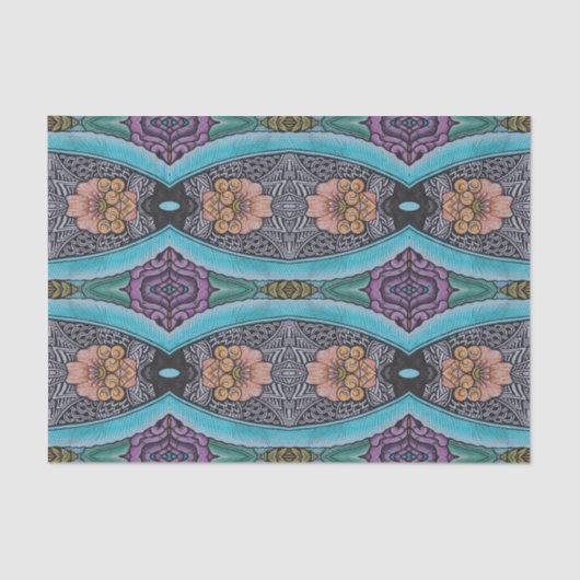 Boho Blue Abstrakt Graphic Pattern Seidenpapier (Vorderseite)