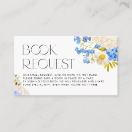 Boho Blue and White Hydrangeas Book Request Card Visitenkarte