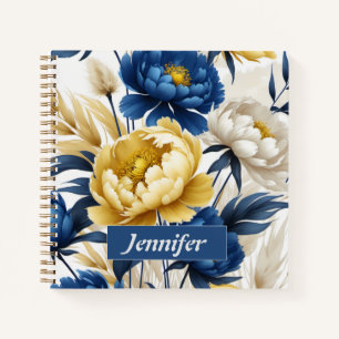 Boho Blue and Yellow Floral Spiral Notebook Notizblock
