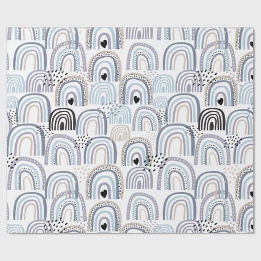 Boho Blue Baby Boy Rainbow Baby Shooting Baby Gesc Geschenkpapier (Flach)