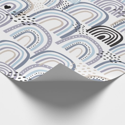 Boho Blue Baby Boy Rainbow Baby Shooting Baby Gesc Geschenkpapier (Ecke)