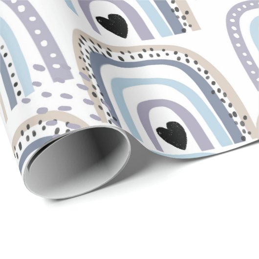 Boho Blue Baby Boy Rainbow Baby Shooting Baby Gesc Geschenkpapier (Rolleneckpunkt)