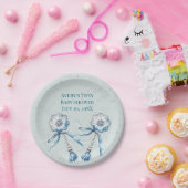 Boho Blue Baby Rattle Pappteller (Party)