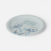 Boho Blue Baby Rattle Pappteller (Schrägansicht)
