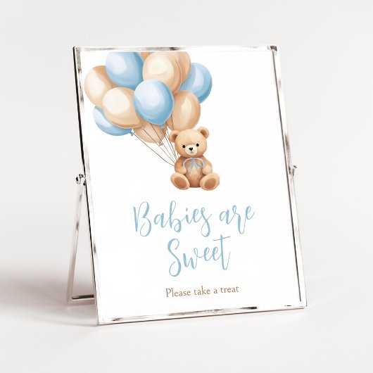 Boho Blue Balloon Bear Baby Babies sind süß Poster