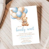 Boho Blue Balloon Bear Baby Dusche Einladung