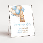 Boho Blue Balloon Bear Baby Dusche Mama Osa Bar Poster