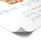 Boho Blue Balloon Bear Baby Dusche Mama Osa Bar Poster (Ecke)