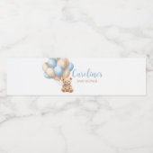 Boho Blue Balloon Bear Baby Dusche Wasserflaschenetikett (Einzelnes Label)