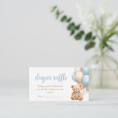 Boho Blue Balloon Bear Baby Dusche Windelwanne Raf Begleitkarte (Stehend Vorderseite)