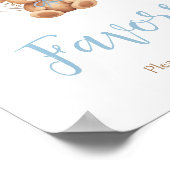 Boho Blue Balloon Bear Baby Shower Favoriten Poster (Ecke)