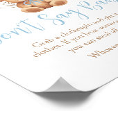 Boho Blue Balloon Bear Baby Shower Say Baby nicht Poster (Ecke)