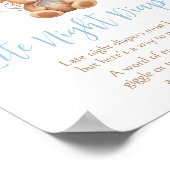 Boho Blue Balloon Bear Baby Spate Night Diapers Poster (Ecke)