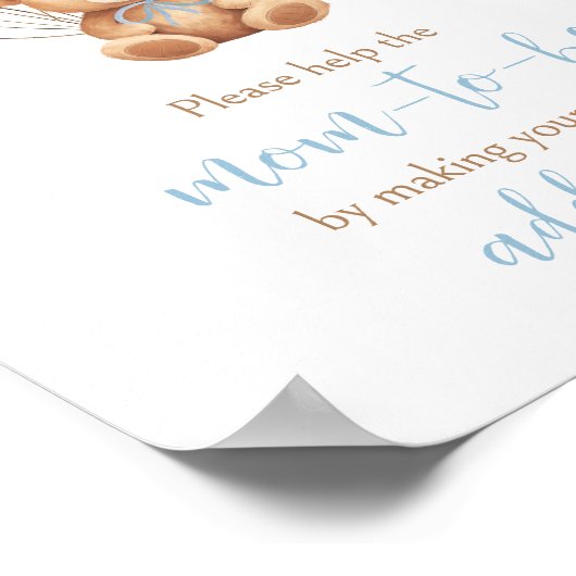 Boho Blue Balloon Bear Envelope Station Poster (Ecke)