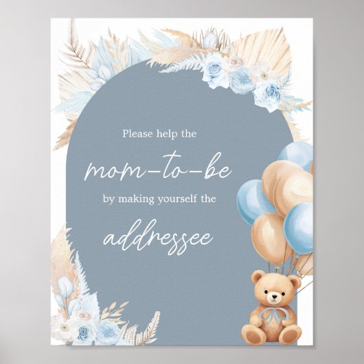 Boho Blue Bar Balloon Envelope Station Poster (Vorne)