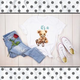 Boho Blue Bear Baby Dusche Es ist ein Junge T-Shirt