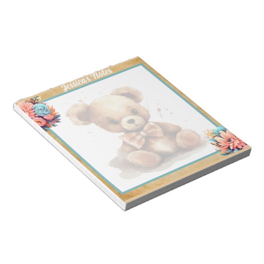 Boho Blue Bear Baby Dusche Notizblock (angewinkelt)