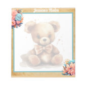 Boho Blue Bear Baby Dusche Notizblock (Vorderseite)