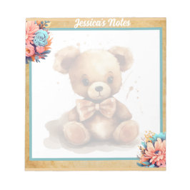 Boho Blue Bear Baby Dusche Notizblock