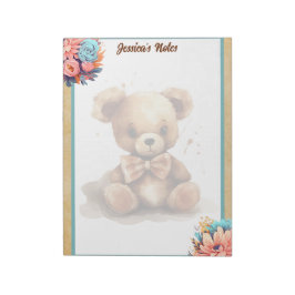 Boho Blue Bear Baby Dusche Notizblock