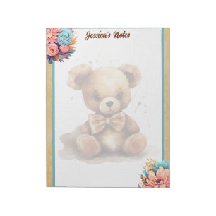 Boho Blue Bear Baby Dusche Notizblock