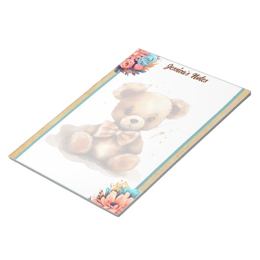 Boho Blue Bear Baby Dusche Notizblock (angewinkelt)