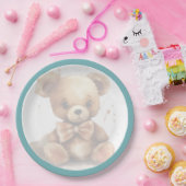 Boho Blue Bear Baby Dusche Pappteller (Party)