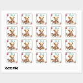 Boho Blue Bear Baby Dusche Quadratischer Aufkleber (Blatt)