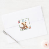 Boho Blue Bear Baby Dusche Quadratischer Aufkleber (Umschlag)