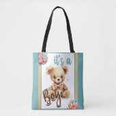Boho Blue Bear Baby Dusche Tasche (Vorderseite)