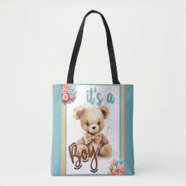 Boho Blue Bear Baby Dusche Tasche