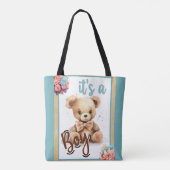 Boho Blue Bear Baby Dusche Tasche (Rückseite)