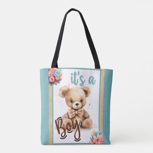Boho Blue Bear Baby Dusche Tasche (Rückseite)