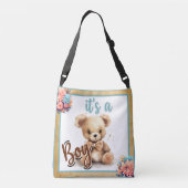Boho Blue Bear Baby Dusche Tragetaschen Mit Langen Trägern (Rückseite)
