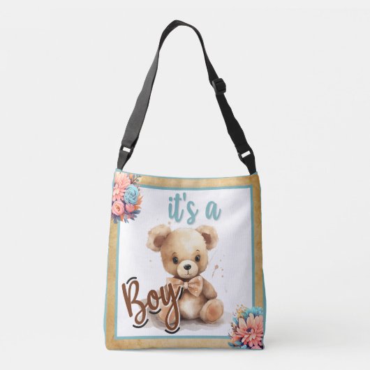 Boho Blue Bear Baby Dusche Tragetaschen Mit Langen Trägern (Rückseite)