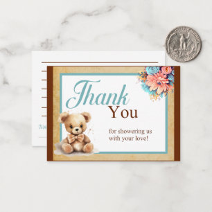 Boho Blue Bear Baby Dusche Vielen Dank Mitteilungskarte