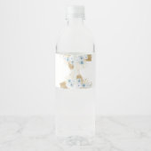 Boho Blue Bear Baby Dusche Wasserflaschenetikett (Rückseite)