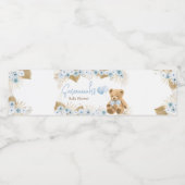 Boho Blue Bear Baby Dusche Wasserflaschenetikett (Einzelnes Label)