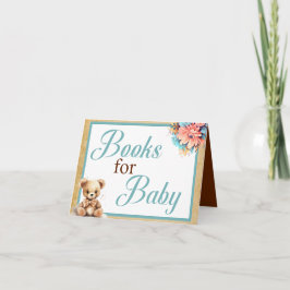 Boho Blue Bear Baby Showbücher für Baby Karte