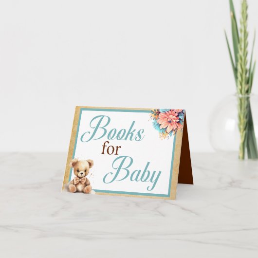 Boho Blue Bear Baby Showbücher für Baby Karte (Vorderseite)