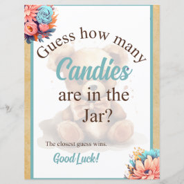 Boho Blue Bear Baby Shower Candy Jar Game