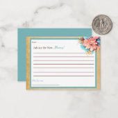 Boho Blue Bear Baby Shower Ratschläge für Mommy Ca Mitteilungskarte (Vorderseite/Rückseite Beispiel)