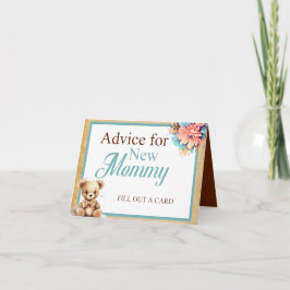 Boho Blue Bear Baby Shower Ratschläge für Mommy Ta Karte