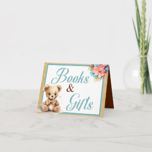 Boho Blue Bear Babydusche Bücher und Geschenke Karte