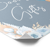 Boho Blue Bear Balloon Baby Dusche Bücher und Gesc Poster (Ecke)