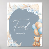 Boho Blue Bear Balloon Baby Showküche Poster (Vorne)