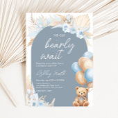 Boho Blue Bear Balloon Babydusche Einladung