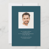 Boho Blue & Beige Grad Typografie Foto Abschluss Ankündigung (Rückseite)